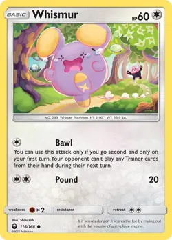 Whismur 116/168 Common SM - Celestial Storm Pokemon Card - Image 1