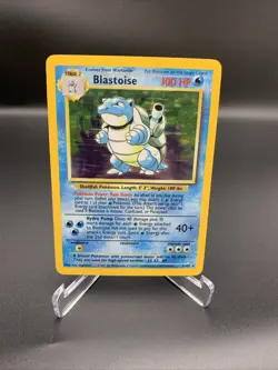 Base Set Blastoise Holo Rare Card #002/102 MP - Image 1