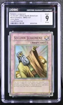 Yu-Gi-Oh TCG Solemn Judgment #MRD-127 Ultra Rare Unlimited FADED CGC 9 MINT - Image 2