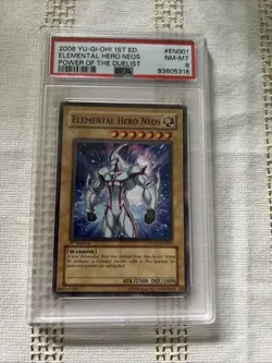 YUGIOH PSA 8 NM- Mint 2006 Elemental Hero Neos POTD-EN001 1st Edition - Image 1