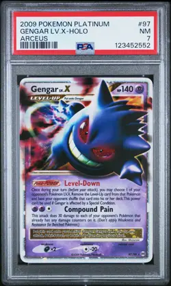 2009 POKEMON PLATINUM ARCEUS #97 GENGAR LV.X-HOLO PSA 7 - Image 1