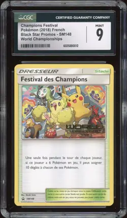 2018 Pokemon FRENCH World Championships Festival des Champions SM148 CGC 9 MINT - Image 1