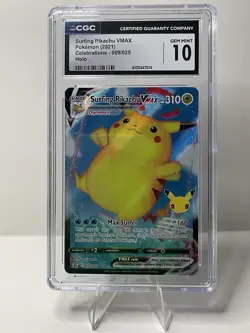 2021 Pokemon Celebrations Surfing Pikachu VMAX FULL ART 009/025 CGC 10 GEM MINT - Image 1