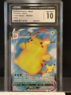 Surfing Pikachu VMAX 009/025 | CGC GEM MINT 10 | Pokemon Celebrations - Image 1