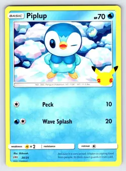 Piplup 20/25 2021 McDonald's 25th Anniversary Pokemon Card Promo Non Holo - Nm - Image 1