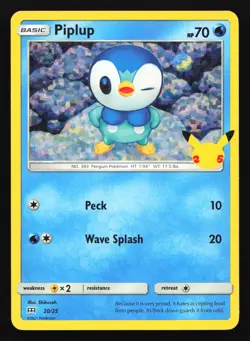 Piplup 20/25 McDonald's 25th Anniversary Holo Promo Pokemon Card - Image 1