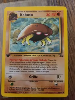 1st Edition French Kabuto 50/62 Non Holo Vintage Fossil Pokemon Card! NM-VLP - Image 1