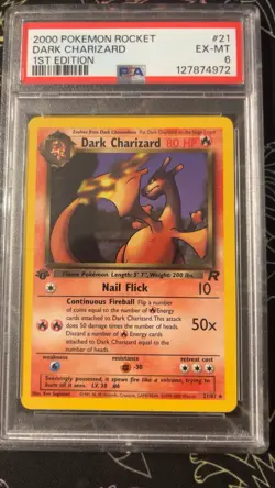 Dark Charizard 1st Edition Non-Holo Rare Card 21/82 PSA 6 - Image 1