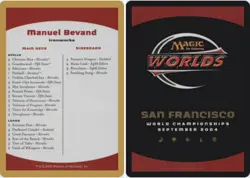 Decklist - Manuel Bevand - 2004 ~ Lightly Played World Championship Z6 MTG Magic - Image 1