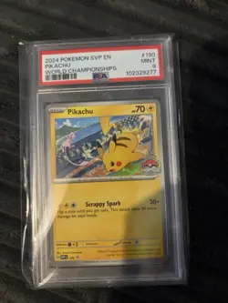 Pokemon Pikachu TCG 2024 World Championships SVP 190 PSA 9 Mint Promo Exclusive - Image 1