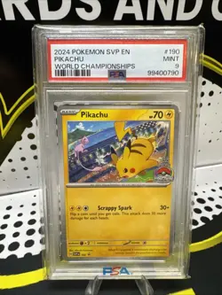 Pokemon TCG Pikachu World Championships 2024 Promo # 190 PSA 9 MINT - Image 1