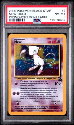 PSA 8 NM-MT Mew 2000 Black Star Promo FART SWIRL Holo League Rare Pokemon Card 9 - Image 1