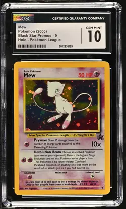 2000 Pokemon League Black Star Promo MEW Holo #9 CGC 10 GEM MINT - Image 1