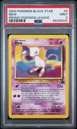 PSA 9 2000 Black Star League Promo Pokemon Card Mew 8 - MINT! - Image 1