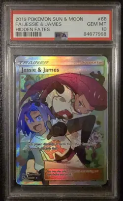 Pokemon TCG Jessie & James Full Art Ultra Rare Card 68/68 Hidden Fates PSA 10 - Image 1