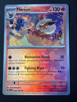 Pokemon TCG Flareon Prismatic Evolutions Reverse Holo Card 013/131 Masterball - Image 1
