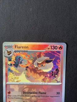 Pokemon TCG Flareon Prismatic Evolutions Reverse Holo Card 013/131 Masterball - Image 3