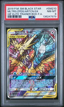 2019 POKEMON SM BLACK STAR PROMO FULL ART/MOLTRES & ZAPDOS & ARTICUNO GX PSA 8 - Image 1