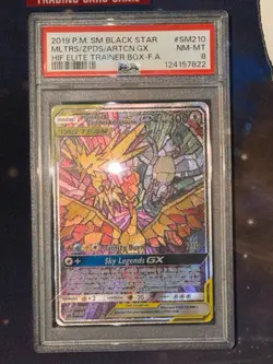 Pokemon TCG: Moltres & Zapdos & Articuno GX SM210 PSA 8 Hidden Fates - Image 2