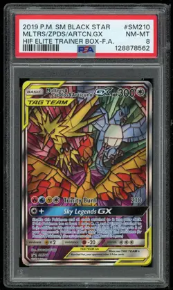 Pokemon Moltres Zapdos Articuno GX Full Art Hidden Fates Promo SM210 PSA 8 NM/M - Image 1