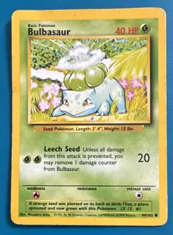 Bulbasaur 44/102-Base Set-1999 Pokemon Card-Common - Image 1