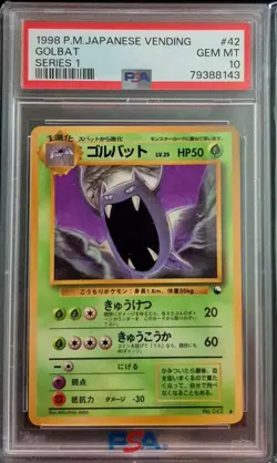 PSA 10 GEM MINT Golbat 1998 Vending Series 1 Japanese Promo Card #42 - Image 1