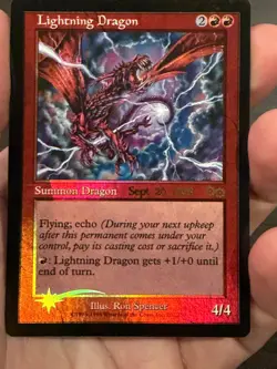 Lightning Dragon Urza’s Saga 1st FOIL Pre-Release Promo MTG NM Never played - Image 2