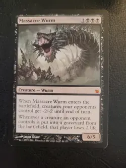 MTG Massacre Wurm Mirrodin Besieged #46 Magic The Gathering Black Mythic PLAYED - Image 1