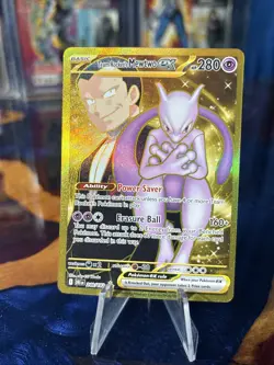 Pokemon Destined Rivals Team Rocket's Mewtwo ex 240/182 Holo Secret Rare Gold - Image 1