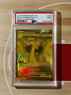 2025 Pokemon PFL EN Mega Charizard x EX Mega Hyper Rare PSA 9 #130 Mint - Image 1