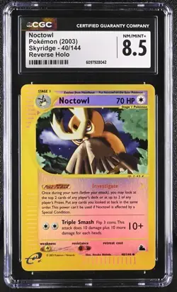 Noctowl Reverse Holo CGC 8.5 NM/MINT+ (2003) Pokemon Skyridge 40/144 Vintage - Image 1