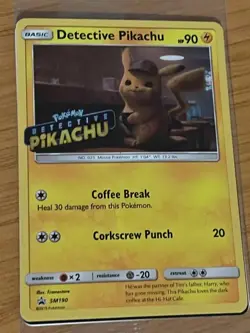 Still Sealed Detective Pikachu - (Stamped) SM190 DVD Promo Holo Rare Pokemon TCG - Image 1