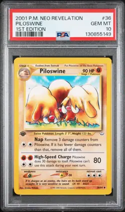 2001 Pokemon Neo Revelation #36 Piloswine 1st Edition PSA 10 GEM MINT - Image 1
