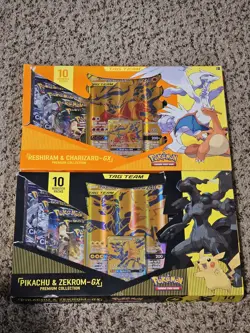Reshiram & Charizard GX + Pikachu & Zekrom GX Premium Collection Sealed Pokemon - Image 1
