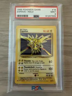 1999 Pokemon Zapdos PSA 9 Mint Holo #16 - Image 1