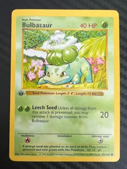 Pokemon TCG Base Set Bulbasaur 1st Edition Shadowless 44/102 LP/MP - Image 1