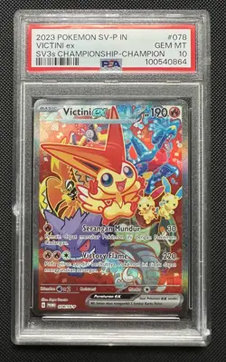 2023 Pokemon SV-P IN SV3s Championship Champion #078 Victini Ex PSA 10 GEM MINT - Image 1