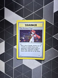 The Rocket's Trap 19/132 Holo Pokemon TCG Gym Heroes Trainer Card LP SWIRL!!! - Image 1