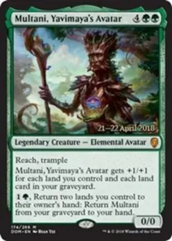 Moderate Play, English MTG Foil Multani, Yavimaya's Avatar - Foil - Prerelease P - Image 1