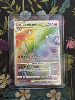 Pokemon TCG Charizard VSTAR Rainbow Secret Rare Card Brilliant Stars 174/172 - Image 1