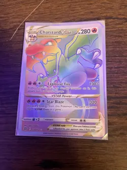 Pokemon TCG Charizard VSTAR Rainbow Secret Rare Card Brilliant Stars 174/172 - Image 1