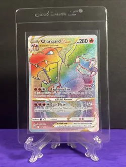 Pokemon TCG Charizard v Star Rainbow Rare Holo Card 174/172 Brilliant Stars - Image 1