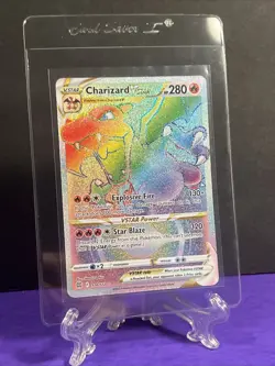 Pokemon TCG Charizard v Star Rainbow Rare Holo Card 174/172 Brilliant Stars - Image 2