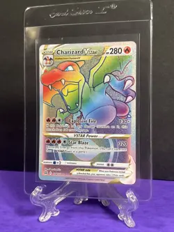 Pokemon TCG Charizard v Star Rainbow Rare Holo Card 174/172 Brilliant Stars - Image 3