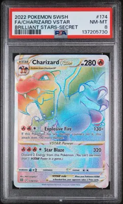Pokemon TCG Charizard VSTAR Rainbow Secret Rare Card Brilliant Stars 174/172 - Image 1