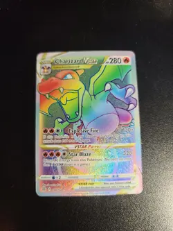 Pokemon TCG Charizard VSTAR Rainbow Secret Rare Card Brilliant Stars 174/172 - Image 1