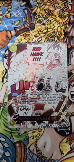 Bandai Monkey D. Luffy Gum-Gum Fire-Fist Pistol Red Hawk OP11-114 Manga Event - Image 5
