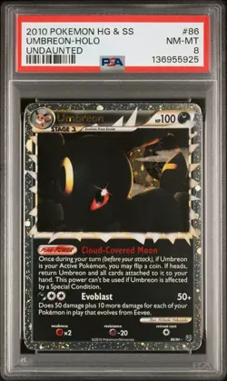 2010 POKEMON HEARTGOLD & SOULSILVER UNDAUNTED #86 UMBREON-HOLO PSA 8 - Image 1
