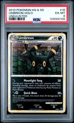 2010 POKEMON HEARTGOLD & SOULSILVER UNDAUNTED #10 UMBREON-HOLO PSA 6 - Image 1