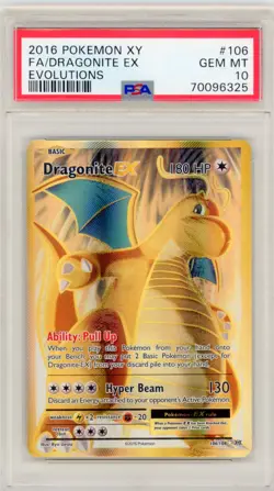 2016 POKEMON XY EVOLUTIONS #106 FULL ART/DRAGONITE EX PSA 10 - Image 1